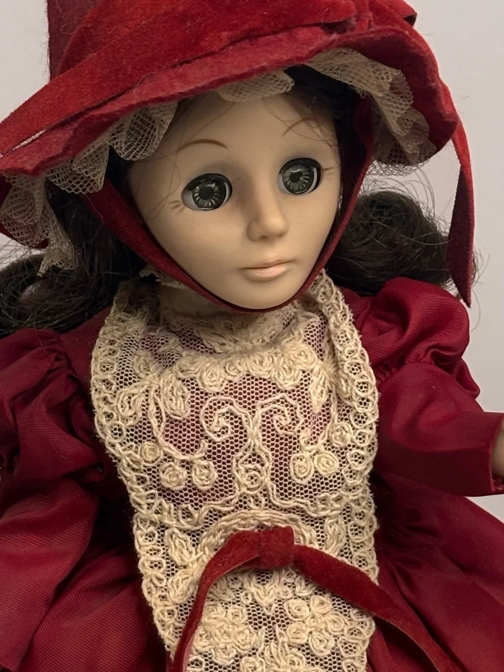 EFF & BEE Classic Red Victorian-Style Doll with Lace Trim